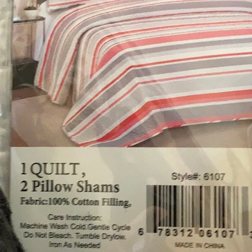 Hotel at home 3pc Quilt set Queen Stripes shades of orange